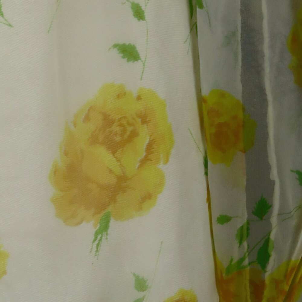 Vintage 70s Yellow Rose Floral Long Split Sleeves Empire Waist Maxi Dress L XL - Picture 12 of 16